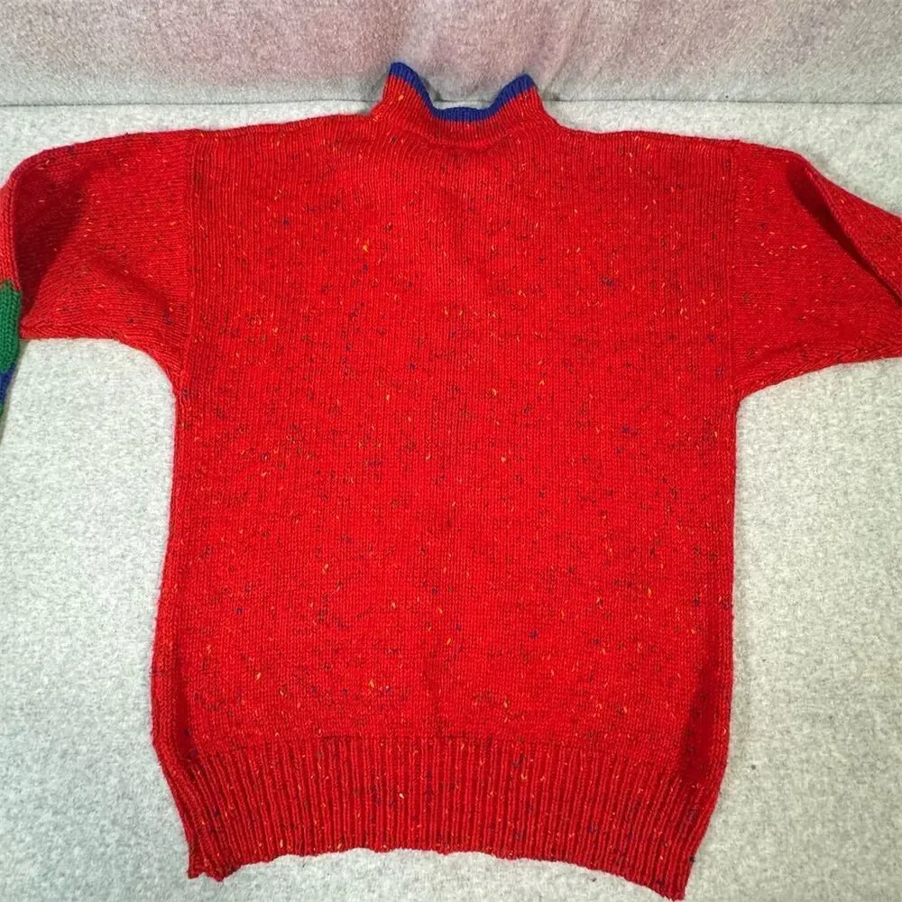 Sportables Men's Vintage Argyle Golf Sweater Red Collared Pullover L